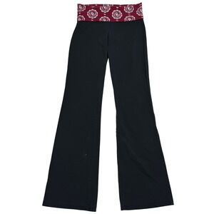 VTG True Y2K PINK Victoria's Secret Fold Over Yoga Pants Small Black Flare Leg